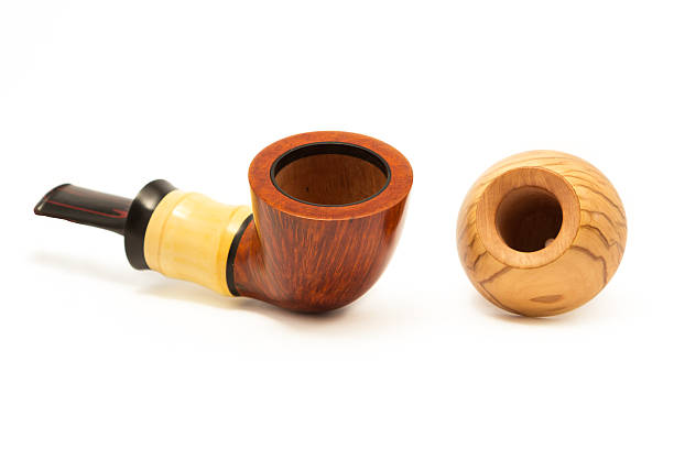 istock Tobacco pipe on a white background, handmade 486797754