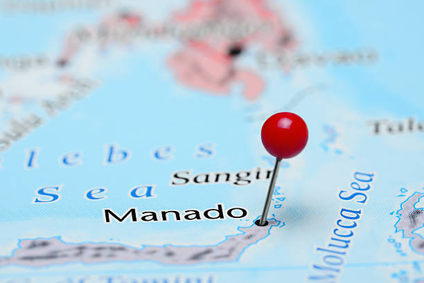 Manado pinned on a map of Asia