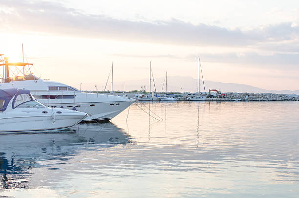 istock Boats docked in harbor at dusk. Thassos Greece 486800182