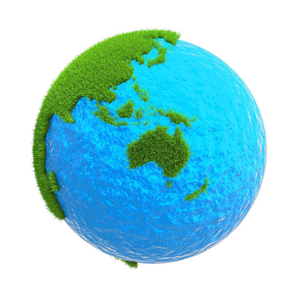 istock Planet with continents of growing grass isolated on white background 486801654