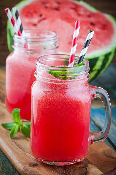 istock Watermelon smoothie in a mason jar 486801742