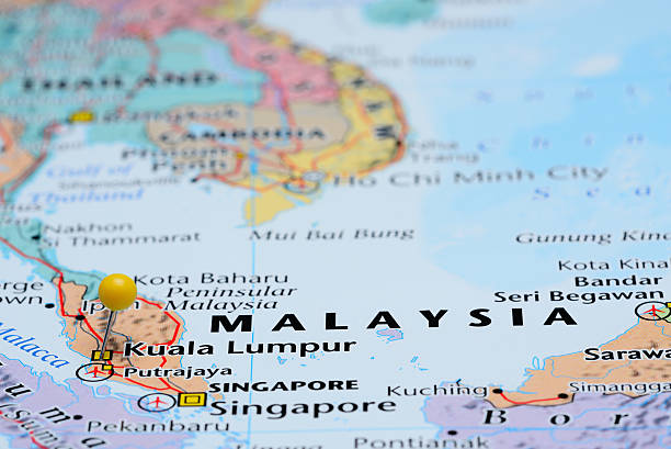 istock Kuala Lumpur pinned on a map of Asia 486801812