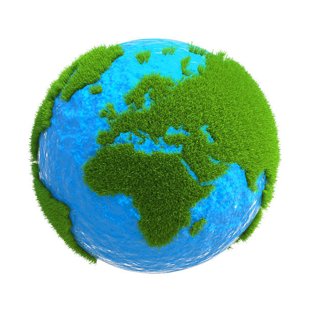 istock Planet with continents of growing grass isolated on white background 486802910