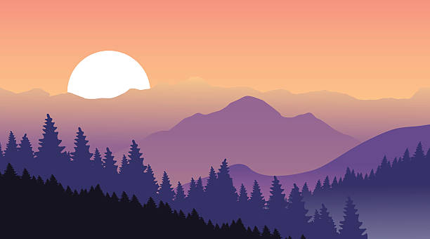 ilustraciones, imágenes clip art, dibujos animados e iconos de stock de hermosa puesta de sol en las montañas. - appalachia mountains