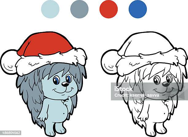 Coloring Book Christmas Winter Hedgehog Game For Children Stock Illustration - Download Image Now