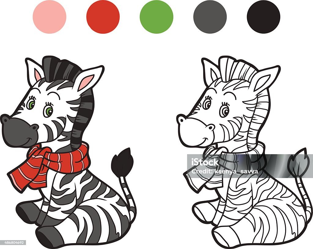 Coloring book: Christmas winter zebra. Game for children 2015 stock vector