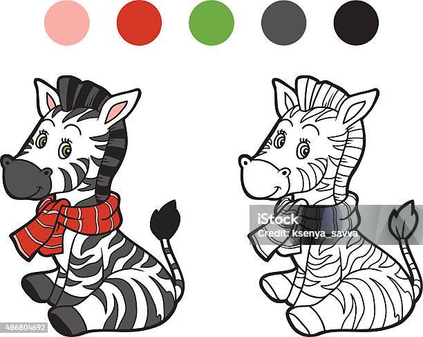 Coloring Book Christmas Winter Zebra Game For Children Stock Illustration - Download Image Now