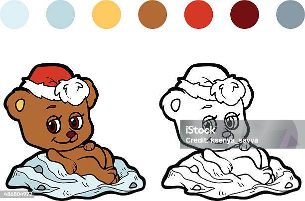 Coloring Book Christmas Winter Bear Game For Children Stock Illustration - Download Image Now
