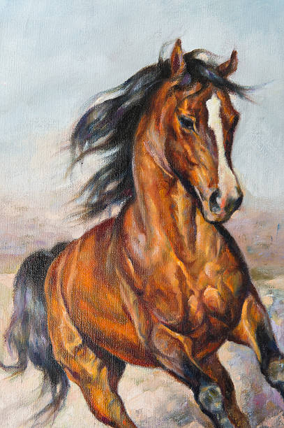 istock painting of a horse in the race 486805310