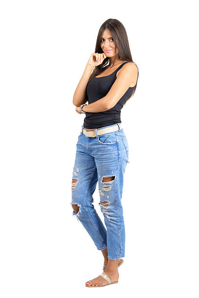 istock Young shy Hispanic beauty in casual clothes looking at camera. 486805574