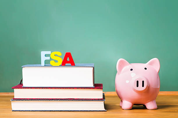 istock Federal Student Aid theme with textbooks and piggy bank 486805746