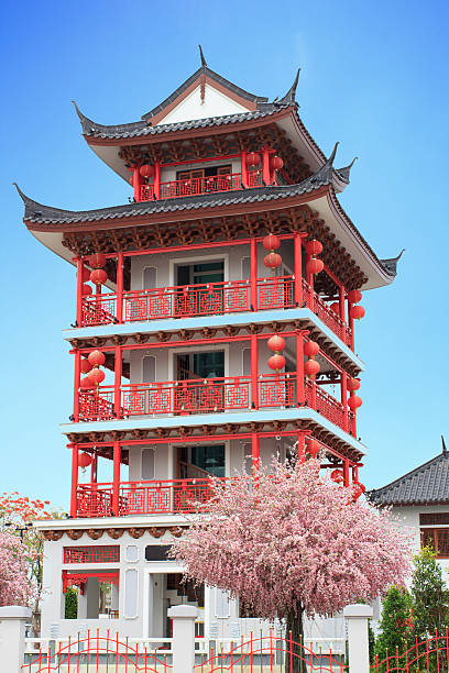 istock Chinese style building red wood 486806051