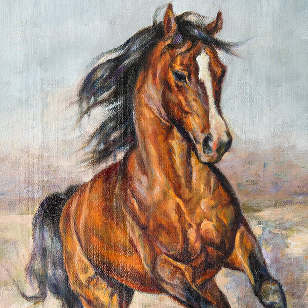 istock painting of a horse in the race 486806086