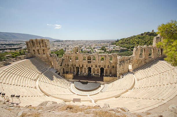 Theatre of Herod Atticus - Athens The theatre of Herod Atticus in Athens, Greece. A must-see for every visitor of the Southeastern european country. greek amphitheater stock pictures, royalty-free photos & images