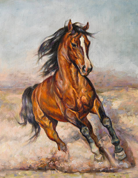 Pintura de un caballo en la carrera - ilustración de arte vectorial