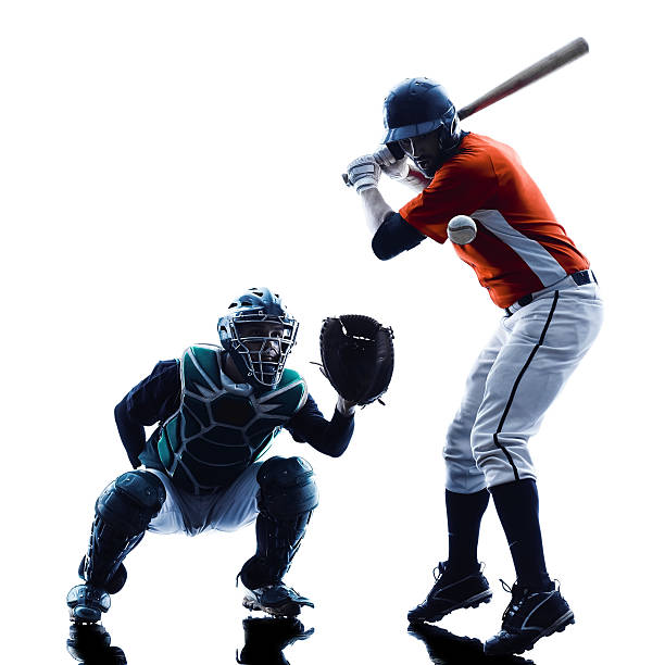 istock Men baseball players silhouette isolated 486807830