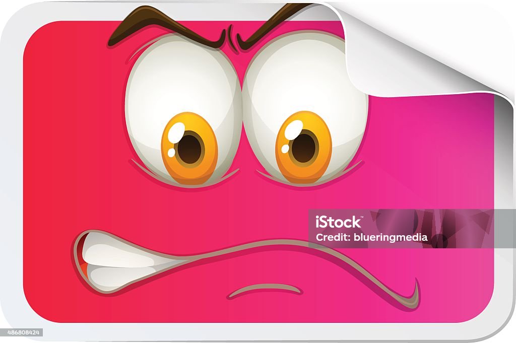 Vector Face Sticker Pink Sticker With Face Stock Illustration - Download Image Now - 2015 ...