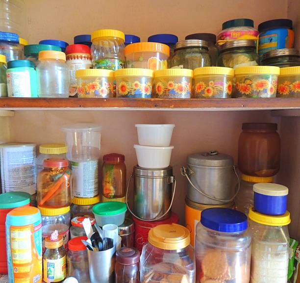 istock Food and spices containers in household kitchen 486808934