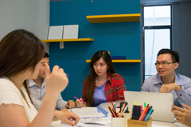istock The team communicate to each other to find-out the solution 486809670