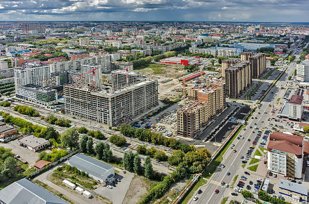 istock Construction site of residential house in Tyumen 486809714