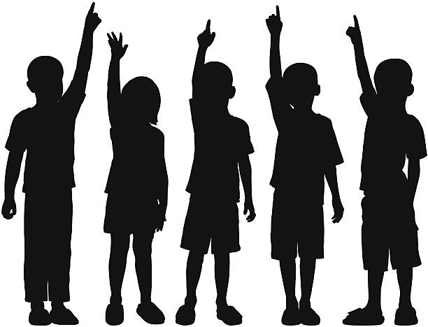 ilustrações, clipart, desenhos animados e ícones de as crianças - human arm human hand hand raised silhouette