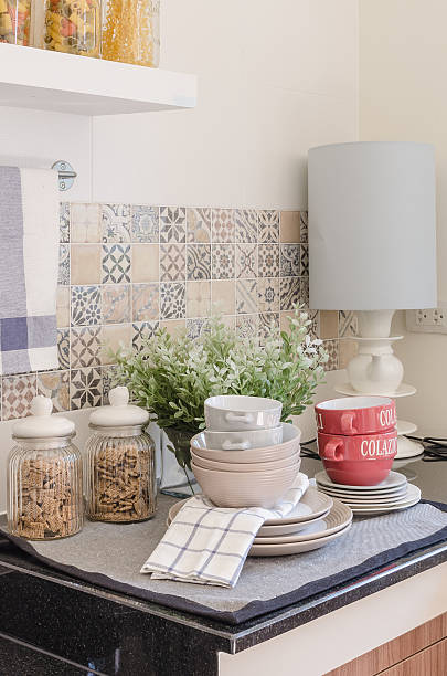 istock set of plates and dish on counter in kitchen room 486810974