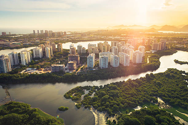 istock Rio de Janeiro, Barra da Tijuca with sunset light aerial 486811440