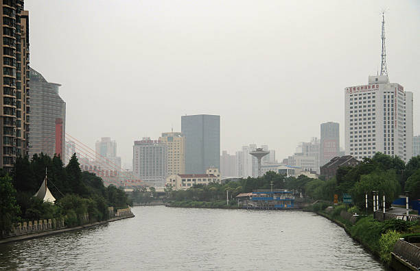 river Suzhou in center of Shanghai, China
