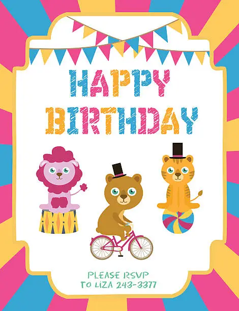 Vector illustration of Happy Birthday card