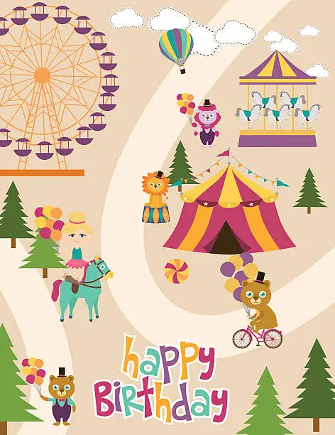 Vector illustration of Happy Birthday card
