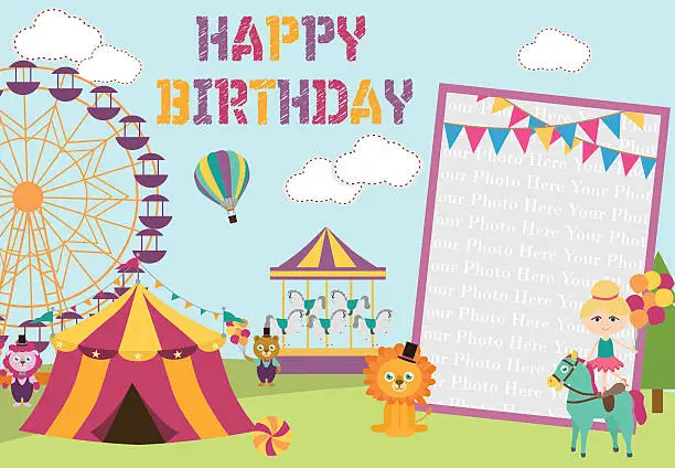 Vector illustration of Happy Birthday card