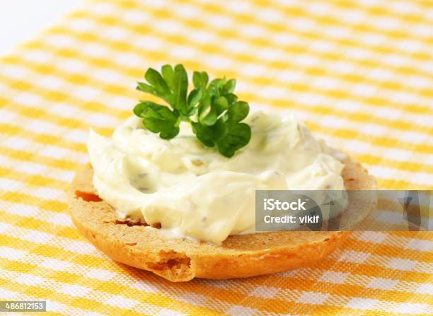 Cracker With Cheese Spread Stock Photo - Download Image Now - Appetizer, Bread, Butter