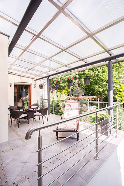 istock Modern apartment with luxury patio 486812318