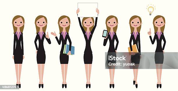 Mulher De Negócios - Arte vetorial de stock e mais imagens de Telefone Inteligente - Telefone Inteligente, Adulto, Andar