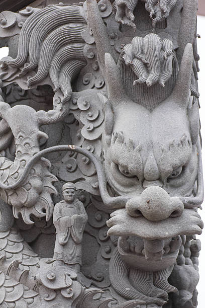 istock Stone carving Dragon sculpture pole Chinese style 486812953