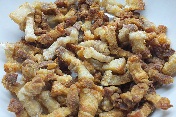 istock Pork snack, pork rind, pork scratching, pork crackling 486813692