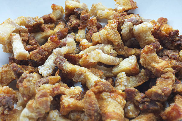 istock Pork snack, pork rind, pork scratching, pork crackling 486813946