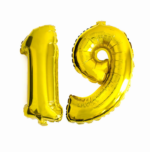 istock Number 19 written with foil balloons 486814926