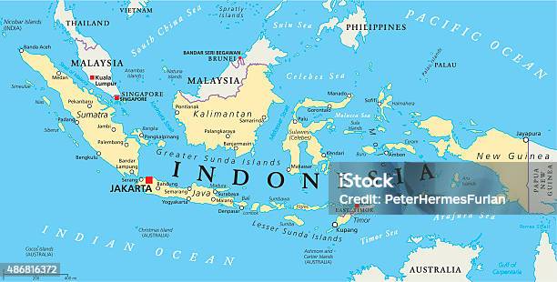 Indonesia Political Map Stock Illustration - Download Image Now - Map, Indonesia, Java