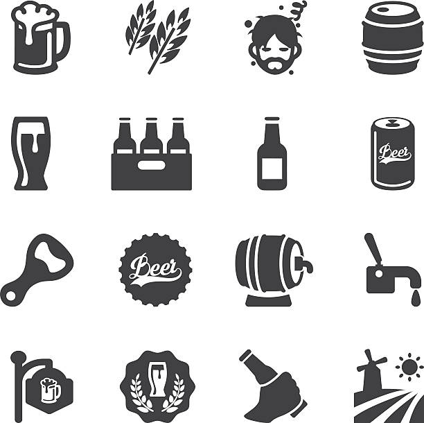 bier silhouette icons/eps10 - sechserpack stock-grafiken, -clipart, -cartoons und -symbole