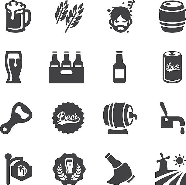 ilustraciones, imágenes clip art, dibujos animados e iconos de stock de silueta de iconos de cerveza/eps10 - bitter beer bottle alcohol beer