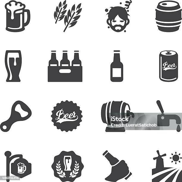 Beer Silhouette Icons Eps10 Stock Illustration - Download Image Now - Icon Symbol, Beer - Alcohol, Beer Glass