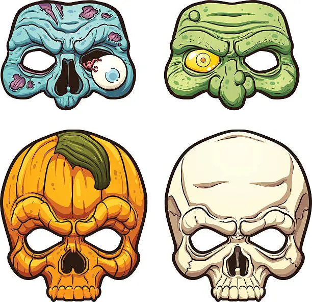 Vector illustration of Halloween masks