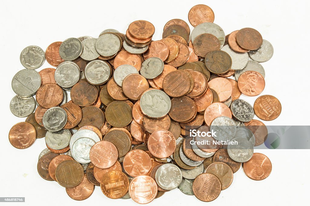 Money Coins 1 Coins on white background 2015 Stock Photo