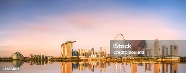Singapore Skyline And View Of Marina Bay Stock Photo - Download Image Now - Singapore, Infinity, Tree