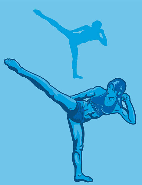 Female Kickboxer vector art illustration