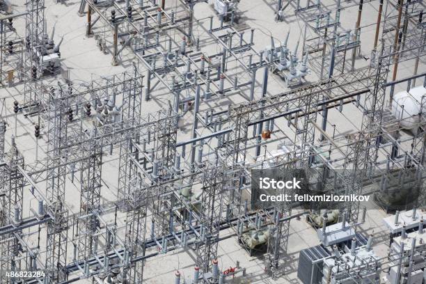 Power Grid Stock Photo - Download Image Now - Electrical Grid, Power Line, Aerial View