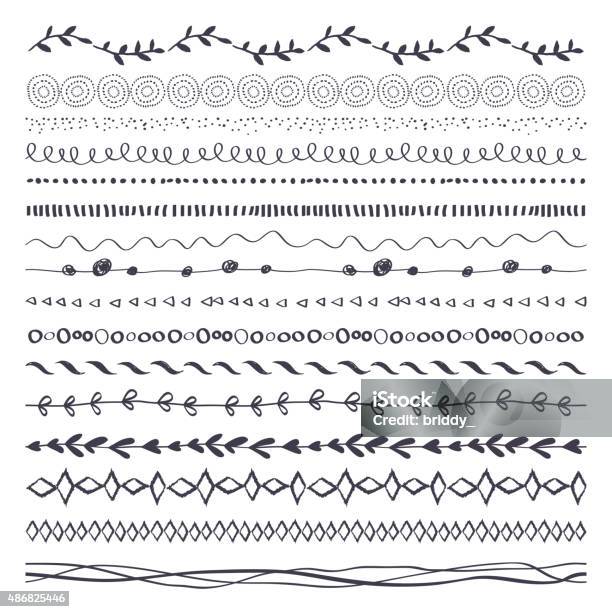 Hand Drawn Ink Brushes Stock Illustration - Download Image Now - Single Line, Border - Frame, Striped