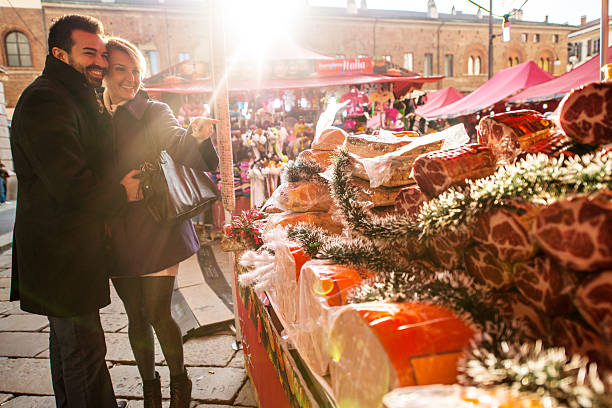 istock Couple visiting Christmas Market, Milan 486825540
