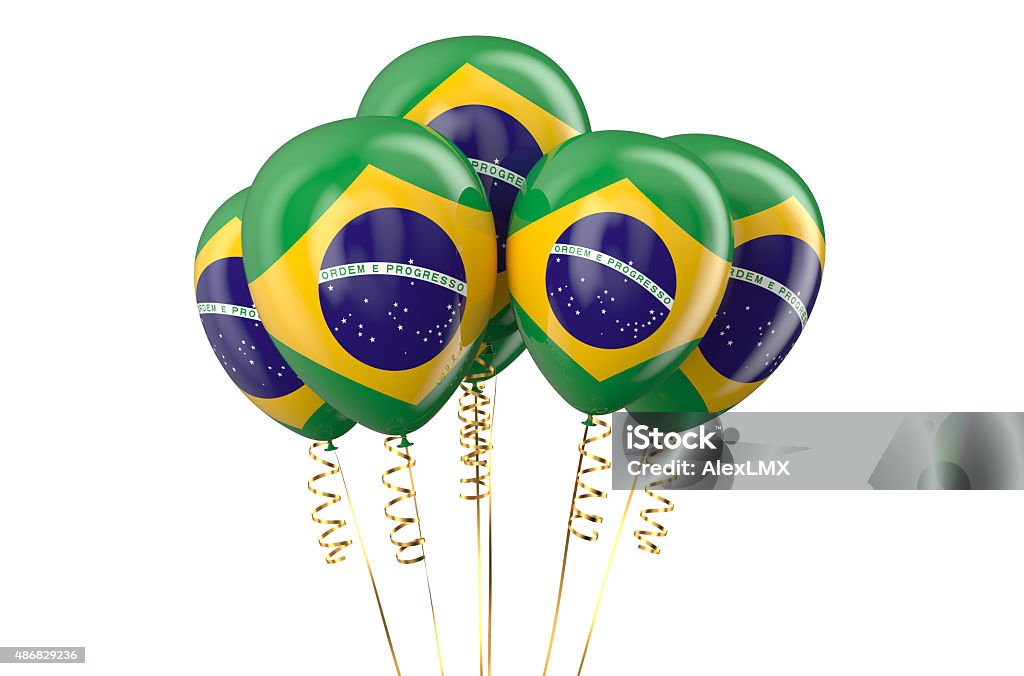 Brazil patriotic balloons,  holyday concept Brazil patriotic balloons,  holyday concept isolated on white background Number 7 Stock Photo